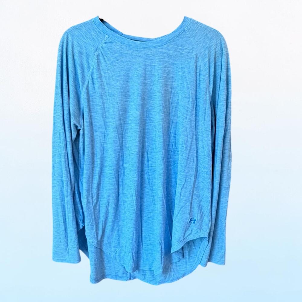 Under Armour HeatGear Blue Open Back Crisscross Top Long Sleeve Size xl